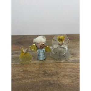 3 Vintage Christmas Chenille Angel Ornaments Read
